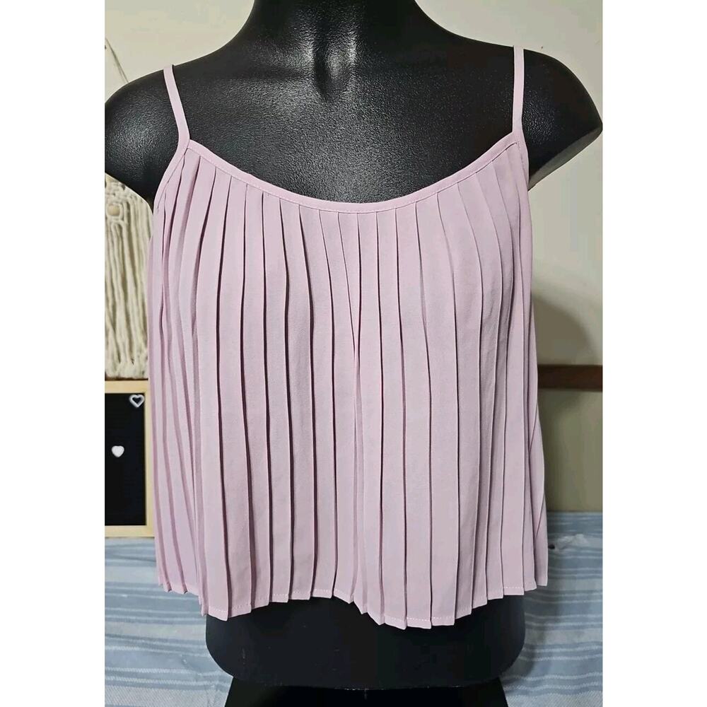 LA Hearts Women Pink Pleated  Sleeveless Cropped  Blouse M